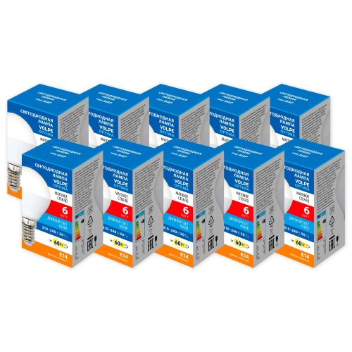 LED-G45-6W-6500K-E14-FR-SLS SET10 Лампа светодиодная, Форма шар, матовая, Серия Optima, Белый свет 4000K, Упаковка 10 штук - фото 1