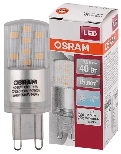 Лампа светодиодная 3.5W/4000K (=40W) 230V G9 | 400Lm d20x57 | LED Star | - OSRAM. Фото 3