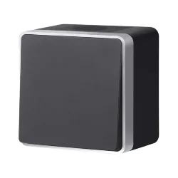 W5010234/ Выключатель одноклавишный влагозащищенный Gallant (черный с серебром) W5010234