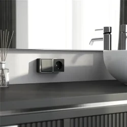 W5010234/ Выключатель одноклавишный влагозащищенный Gallant (черный с серебром) W5010234