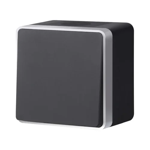 W5010234/ Выключатель одноклавишный влагозащищенный Gallant (черный с серебром) W5010234 - фото