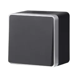 W5010234/ Выключатель одноклавишный влагозащищенный Gallant (черный с серебром) W5010234