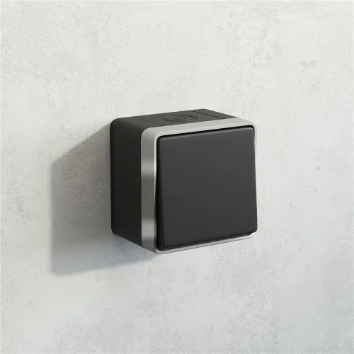 W5010234/ Выключатель одноклавишный влагозащищенный Gallant (черный с серебром) W5010234 - фото 2