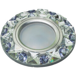 DLS-P123 GU5.3 CHROME-CLEAR+PURPLE Светильник декоративный встраиваемый, Без лампы, Металл, цвет хром, Отделка кристалл с элементами фиолетового