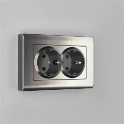 Розетка двойная с заземлением глянцевый никель W1172002