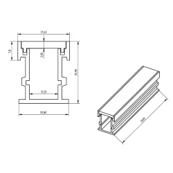 Алюминиевый профиль встраиваемый 782 (2000x21.6x25.8мм с ударопрочным рассеивателем)