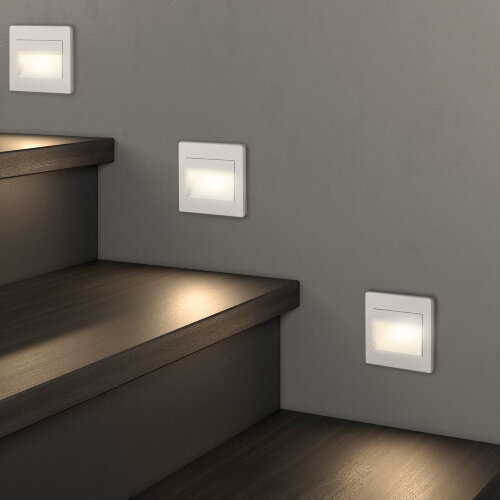 DK3050-WH Светильник встраиваемый в стену, IP 20, LED 3000, 1 Вт, белый, пластик. Фото 6