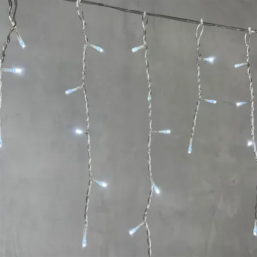 Гирлянда Бахрома 4,9 x 0,5 м Белая 220В, 240 LED, Провод Прозрачный ПВХ, IP54. Фото 2.