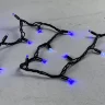 Гирлянда Нить 10м Синяя с Мерцанием Белого Диода 220В, 100 LED, Провод Черный Каучук, IP65. Фото 3.
