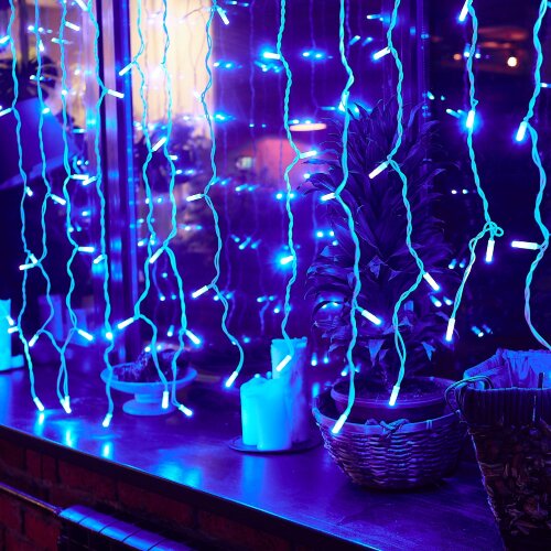 ULD-C2030-240-TWK BLUE IP67 Занавес светодиодный с эффектом мерцания, 3х2м, Соединяемый, 240 светодиодов, Синий свет, Провод белый. - фото 8