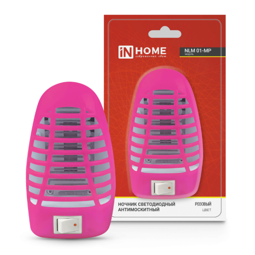 Ночник светодиодный антимоскитный NLM 01-MP розовый с выключателем 230В IN HOME - Фото