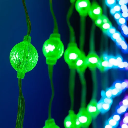 Гирлянда Управляемая Разноцветная 2м DMX 12В, Диаметр Шарика 23мм, 20 LED, Провод Прозрачный ПВХ, IP65. Фото 2.