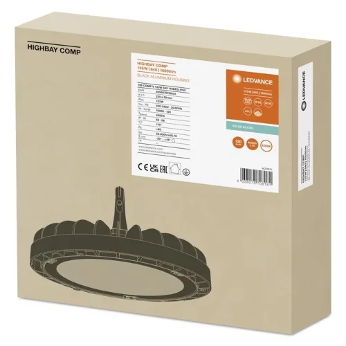 Светильник светодиодный HIGH BAY COMPACT ДСП 133Вт 6500К IP65 16000лм для высоких пролетов хайбей темперир. стекло черн. LEDVANCE 4058075764453 - фото 2
