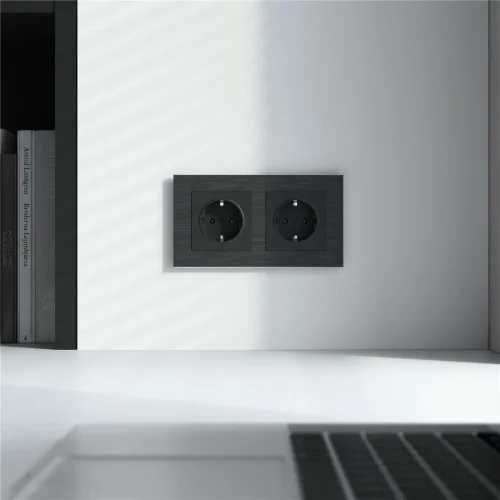 Рамка из металла на 2 поста АluMax черный алюминий W0023508 - фото 2