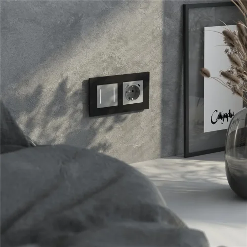 Рамка из металла на 2 поста АluMax черный алюминий W0023508 - фото 4