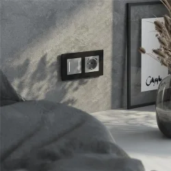 Рамка из металла на 2 поста АluMax черный алюминий W0023508