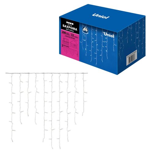 ULD-B3010-200-SWK WHITE IP67 Бахрома светодиодная со статическим свечением, 3м, Соединяемая, 200 светодиодов, Белый свет, Провод белый. - фото 12