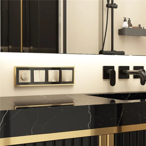 Рамка из металла на 4 поста Baguette черный/латунь W0042852 - фото 2