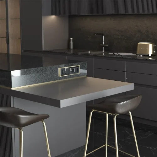 Рамка из металла на 4 поста Baguette черный/латунь W0042852 - фото 3