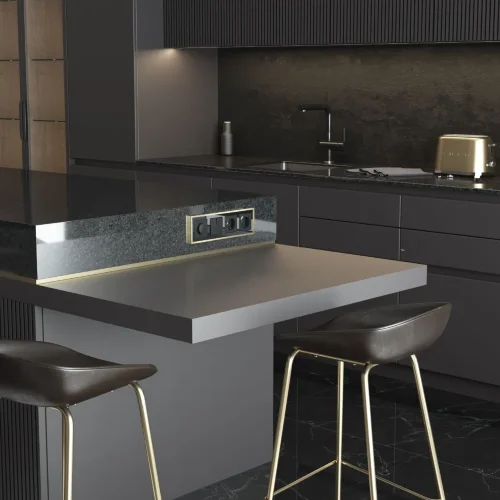 Рамка из металла на 4 поста Baguette черный/латунь W0042852 - фото 3