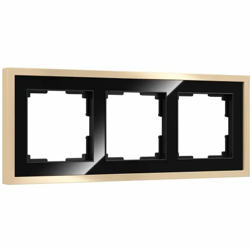 Рамка из металла на 3 поста Baguette черный/латунь W0032852 - фото