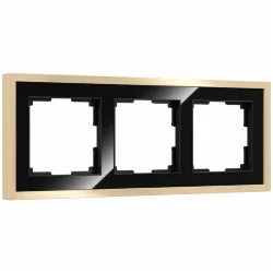 Рамка из металла на 3 поста Baguette черный/латунь W0032852