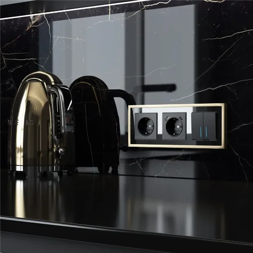 Рамка из металла на 3 поста Baguette черный/латунь W0032852 - фото 2