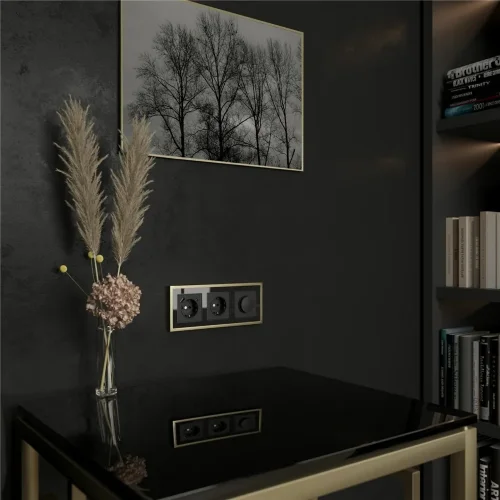 Рамка из металла на 3 поста Baguette черный/латунь W0032852 - фото 4