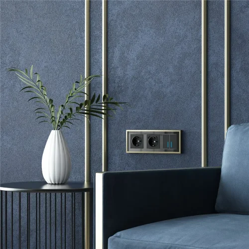 Рамка из металла на 3 поста Baguette черный/латунь W0032852 - фото 5