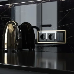 Рамка из металла на 3 поста Baguette черный/латунь W0032852