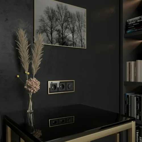 Рамка из металла на 3 поста Baguette черный/латунь W0032852 - фото 4