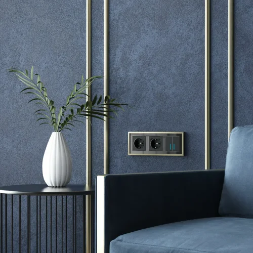 Рамка из металла на 3 поста Baguette черный/латунь W0032852 - фото 5