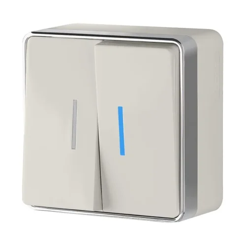 Выключатель двухклавишный с подсветкой Gallant слоновая кость W5020103 - фото