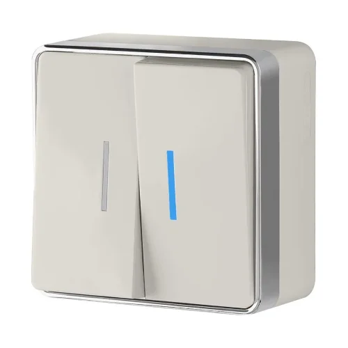 Выключатель двухклавишный с подсветкой Gallant слоновая кость W5020103 - фото