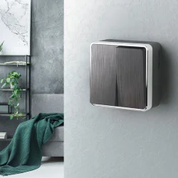 Выключатель двухклавишный Gallant графит рифленый W5020004