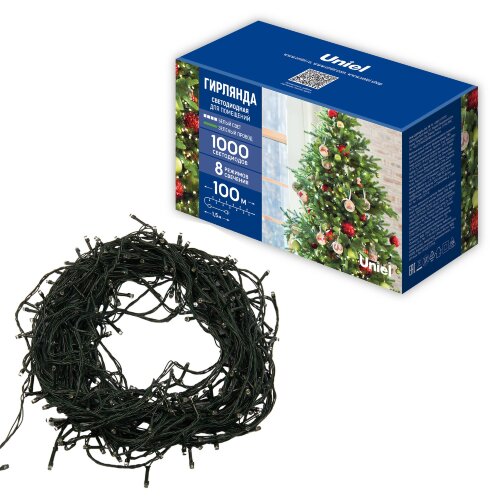 ULD-S10000-1000-DGA WHITE IP20 Гирлянда светодиодная, 100м, 1000 светодиодов, Белый свет, Провод зеленый - фото 14