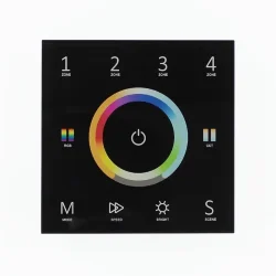 Сенсорная панель T15 Black IC89 (220V, RGB+CCT, 4 zone, DMX512, RF 2.4GHz)