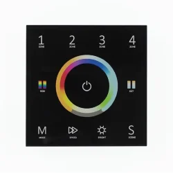 Сенсорная панель T15 Black IC89 (220V, RGB+CCT, 4 zone, DMX512, RF 2.4GHz)