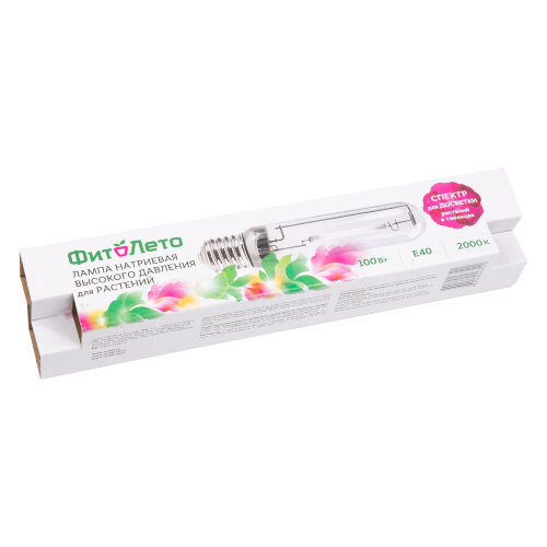 HSL-T48-100-2000K-E40-CL PLANT Лампа натриевая высокого давления для растений, Форма T, прозрачная, Теплый белый свет 2000К + спектр для фотосинтеза, Картон, ТМ ФитоЛето - фото 3