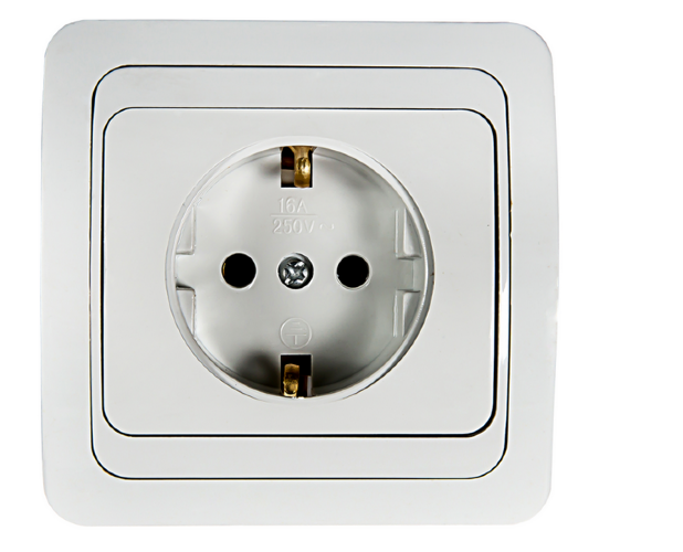 Розетка одинарная с заземлением CLASSICO белая 2028 IN HOME - Фото
