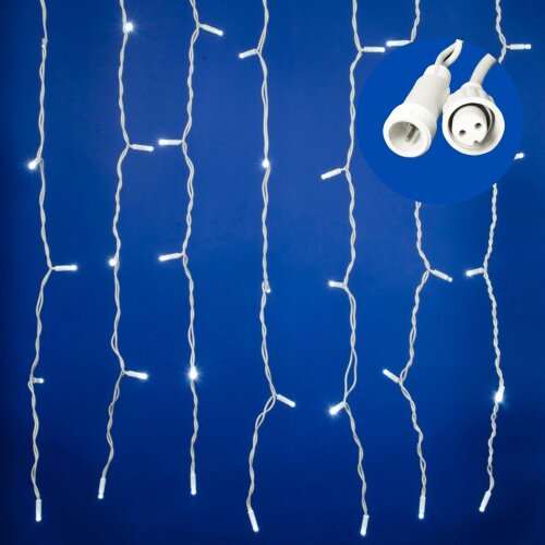 ULD-C1515-160-TWK WHITE IP67 Занавес светодиодный с эффектом мерцания, 1.5х1.5м, Соединяемый, 160 светодиодов, Белый свет, Провод белый. - фото 1