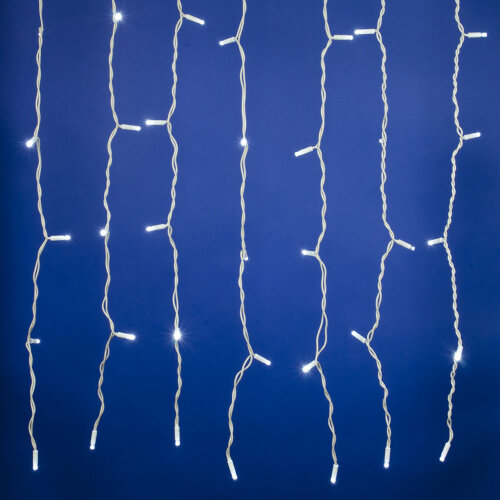 ULD-C1515-160/TWK WHITE IP67 Занавес светодиодный с эффектом мерцания, 1,5х1,5м. Соединяемый. 160 светодиодов. Белый свет. Провод белый. - фото