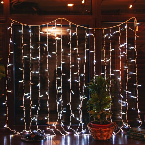 ULD-C1515-160-TWK WHITE IP67 Занавес светодиодный с эффектом мерцания, 1.5х1.5м, Соединяемый, 160 светодиодов, Белый свет, Провод белый. - фото 6