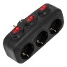 S-GES3-16OB BLACK Разветвитель сетевой с выключателм, с-з, 3 гнезда, 16А, 3500Вт, Черный - фото 3