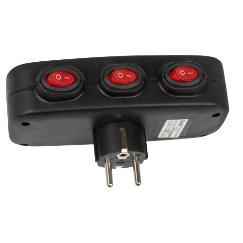 S-GES3-16OB BLACK Разветвитель сетевой с выключателм, с-з, 3 гнезда, 16А, 3500Вт, Черный - фото 4