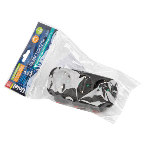 S-GES3-16OB BLACK Разветвитель сетевой с выключателм, с-з, 3 гнезда, 16А, 3500Вт, Черный - фото 7