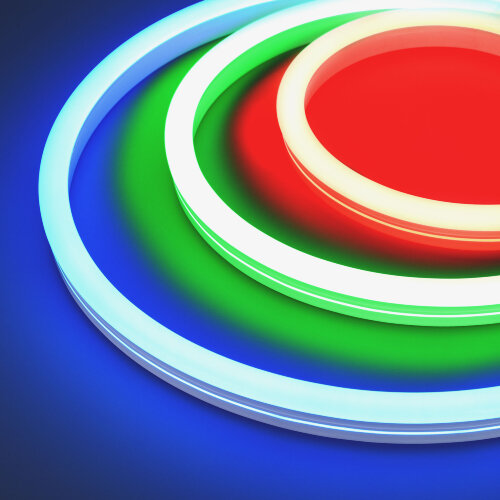 Светодиодная лента герметичная MOONLIGHT-SIDE-B84-12x24mm 24V RGB (12 W/m, IP68, 5m, wire x2) (Arlight, Вывод прямой, 3 года) - фото 1