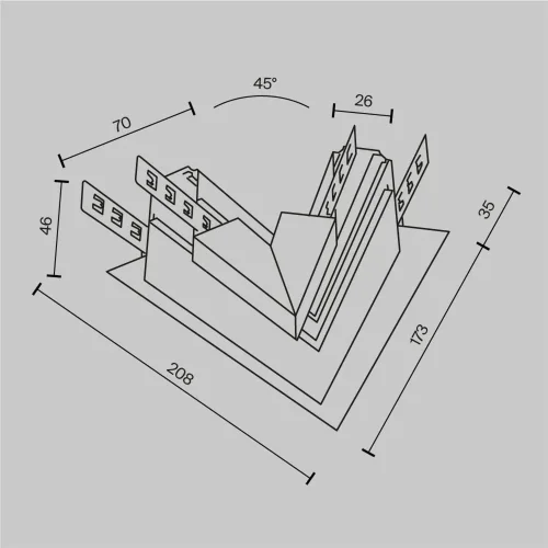Угол-соединитель 45° Exility встраиваемый под ГКЛ 12,5мм, черный (Черный) TRA034CLS-42.12B - фото 7