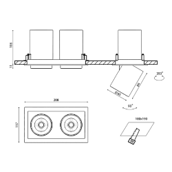 'Светильник светодиодный потолочный встраиваемый поворотно-выдвижной, серия SPL, Ч/Б, 12Вт, IP20, Нейтральный белый (4000К), SPL-SQ2-12-NW 002787
