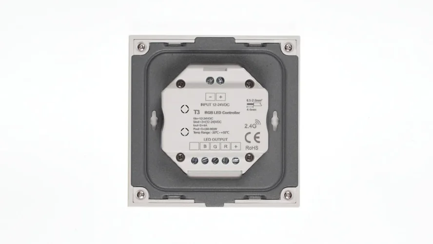 Сенсорная панель T3 White IC45 (12-24V, 3x4A, 3x(48-96), RGB, RF 2.4GHz) - фото II